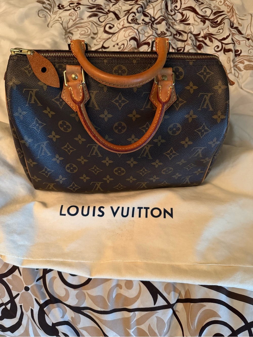 LOUIS VUITTON SPEEDY 30 with lock and keys and original bust bag monogram canvas